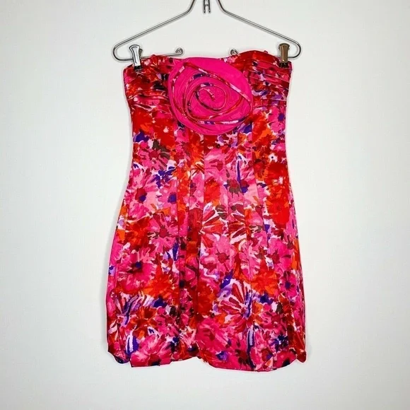 bubble sleeve mini dress Zemira Rosette Bubble Sleeve Mini Dress FUCHSIA / S by Sugarlips
